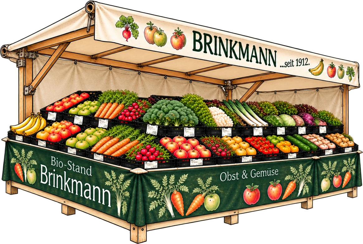 Zeichnung des Bio-Stands Brinkmann